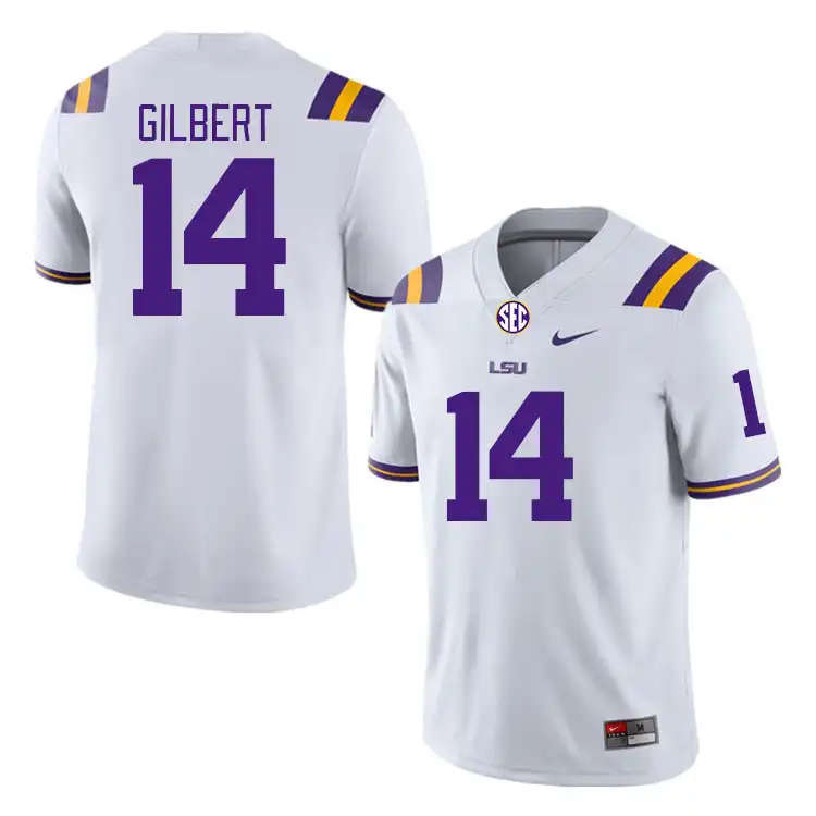 Men's LSU Tigers Jardin Gilbert #14 White NCAA Football Jersey